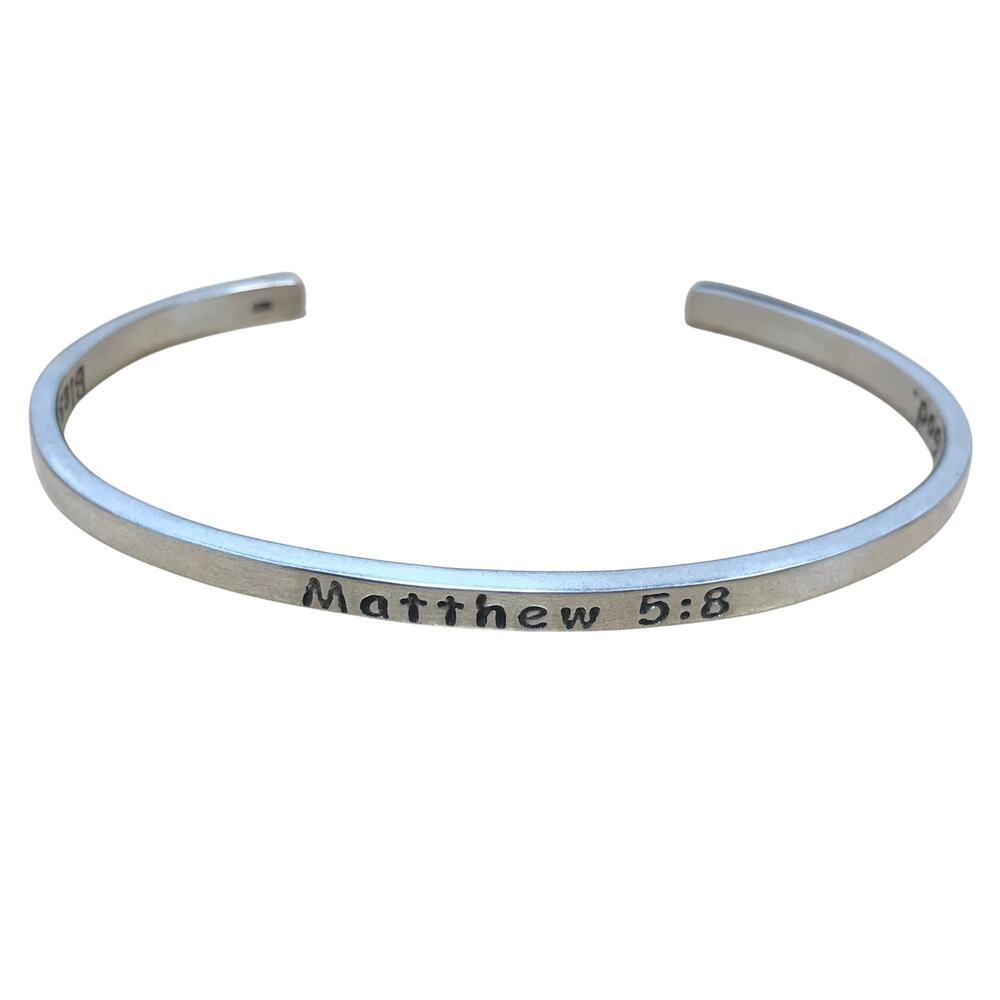 Sterling Silver Matthew 5:8 Blessed Pure Religious Inspiration Quote Bracelet